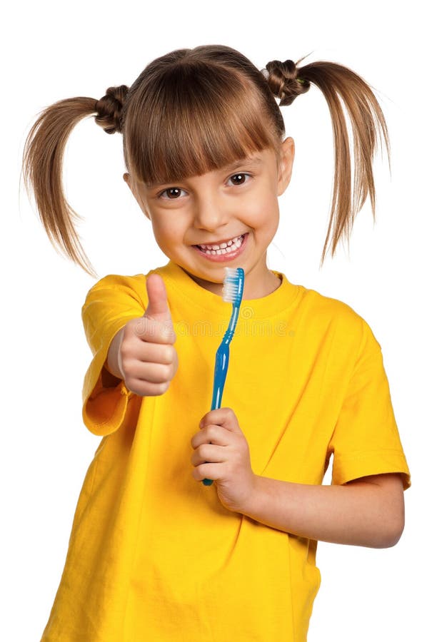 Girl with tooth brush