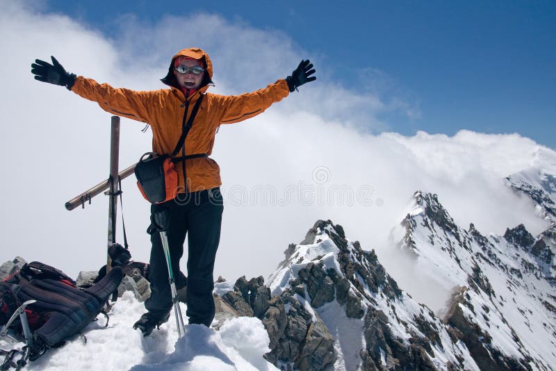 Girl on the top stock photo