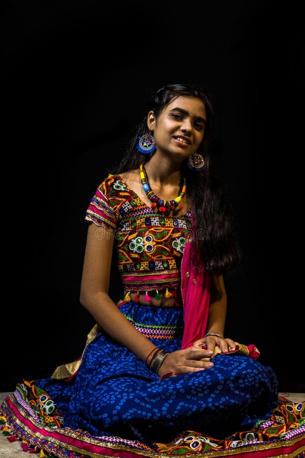 Girl in Traditional Chaniya Choli for Navratri Stock Image - Image of hair,  focus: 198118069
