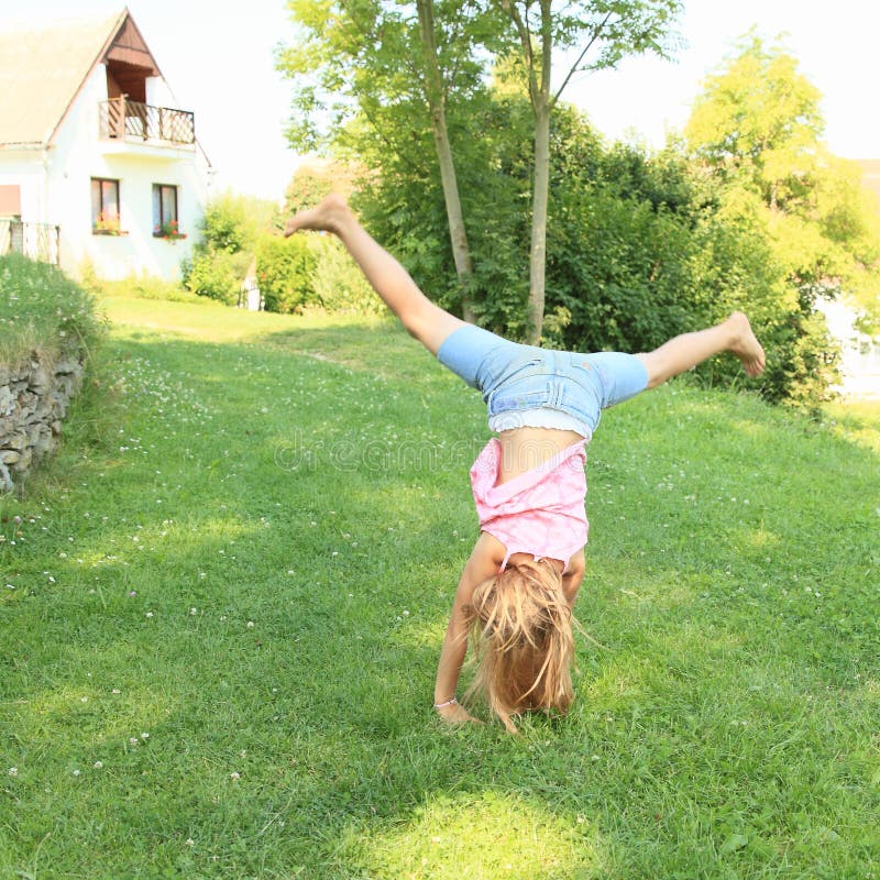 Girl training cartwheel