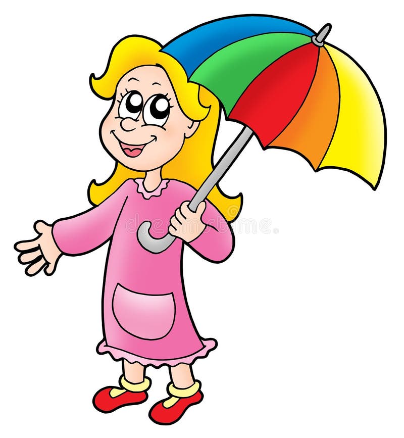 Cute girl with umbrella stock vector. Illustration of child - 26961302