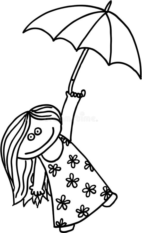 Girl with umbrella stock vector. Illustration of child - 5503552