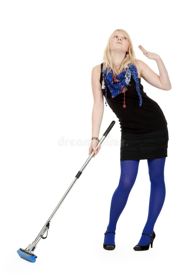 Girl with a vacuum cleaner