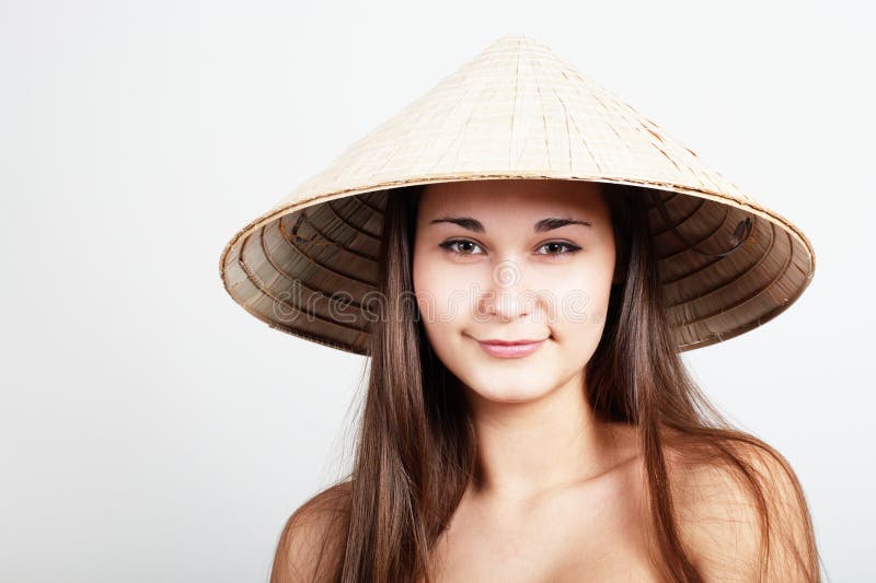 Girl In Vietnamese Hat Stock Image Image Of Straw Long