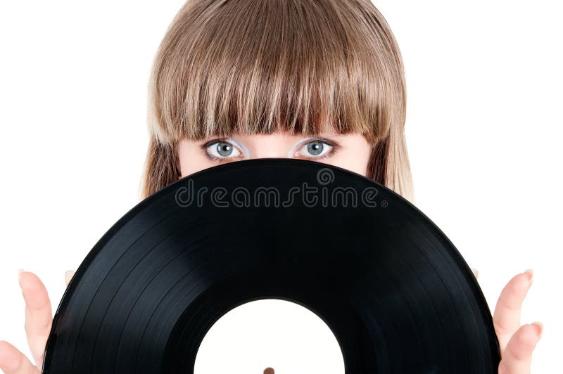 Girl and vinyl disc