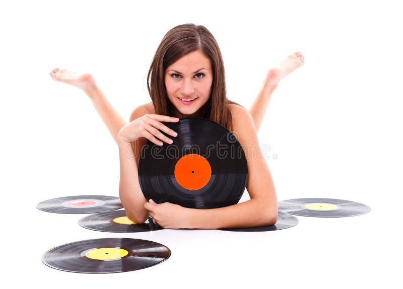 Girl with vinyl disc