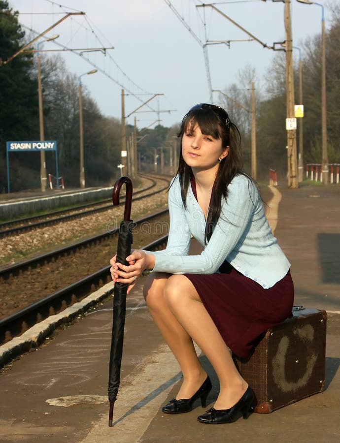 Girl waiting for the train