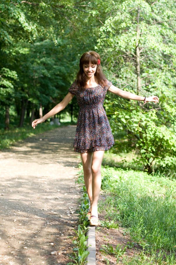 Girl walking outdoor