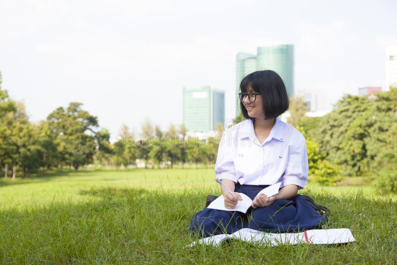 Girl was reading a happy.