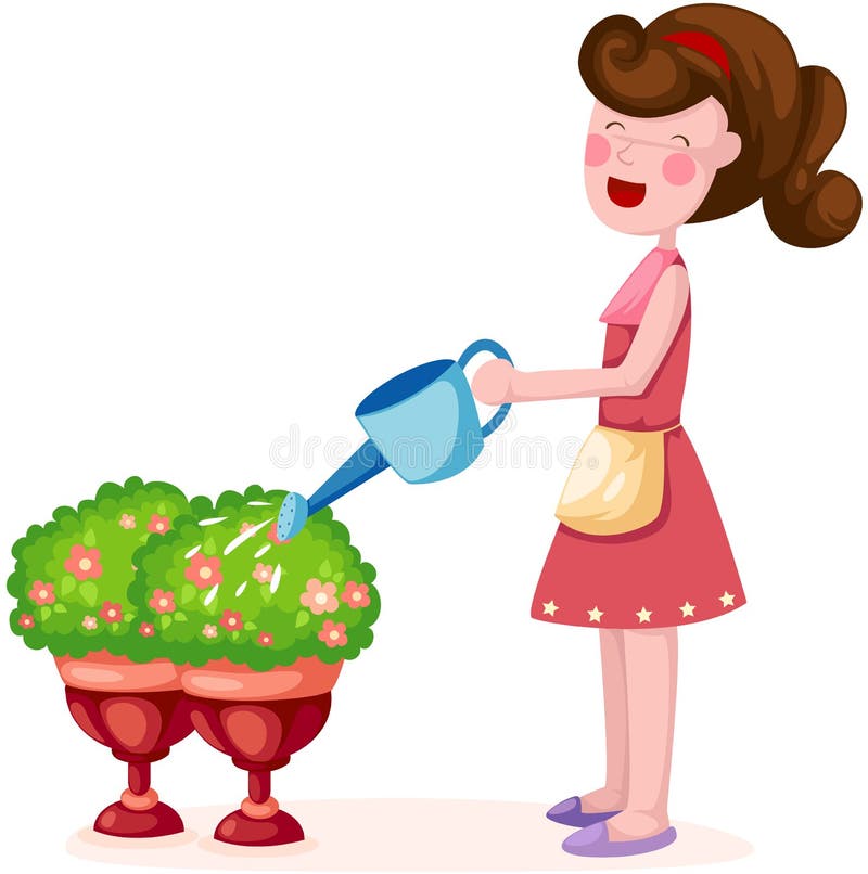 Girl Watering Plant Stock Vector Illustration Of Agriculture 23669442