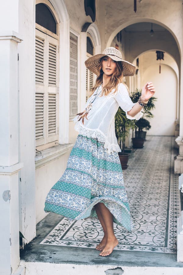 Girl in boho style stock image. Image of backlit, beauty - 76843225