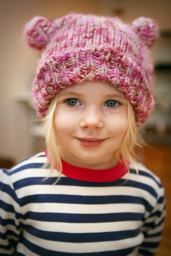 Girl wearing hat stock photo. Image of striped, girl 11948268