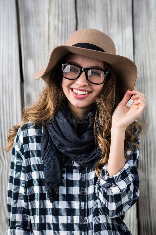 Girl wearing a hat stock photo. Image of fashion, glasses 65388952