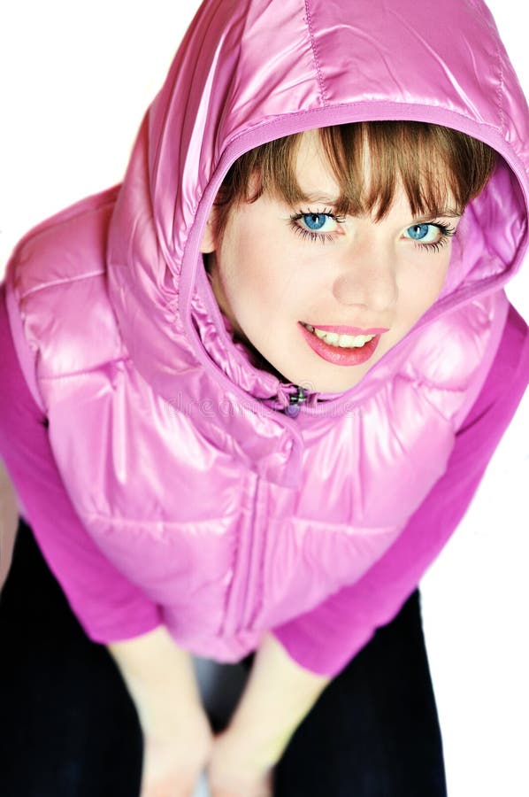 Girl wearing hood stock image. Image of adult, hood, blue 13029775