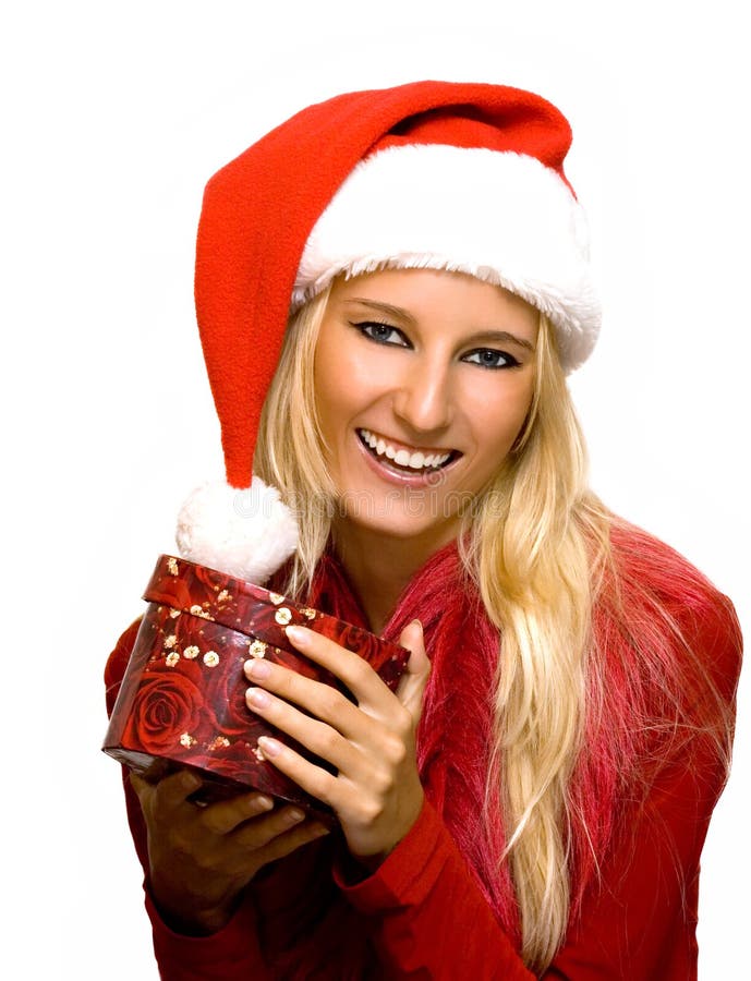 Girl wearing santa claus hat