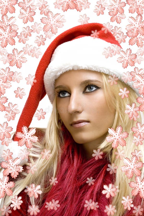 Girl wearing santa claus hat