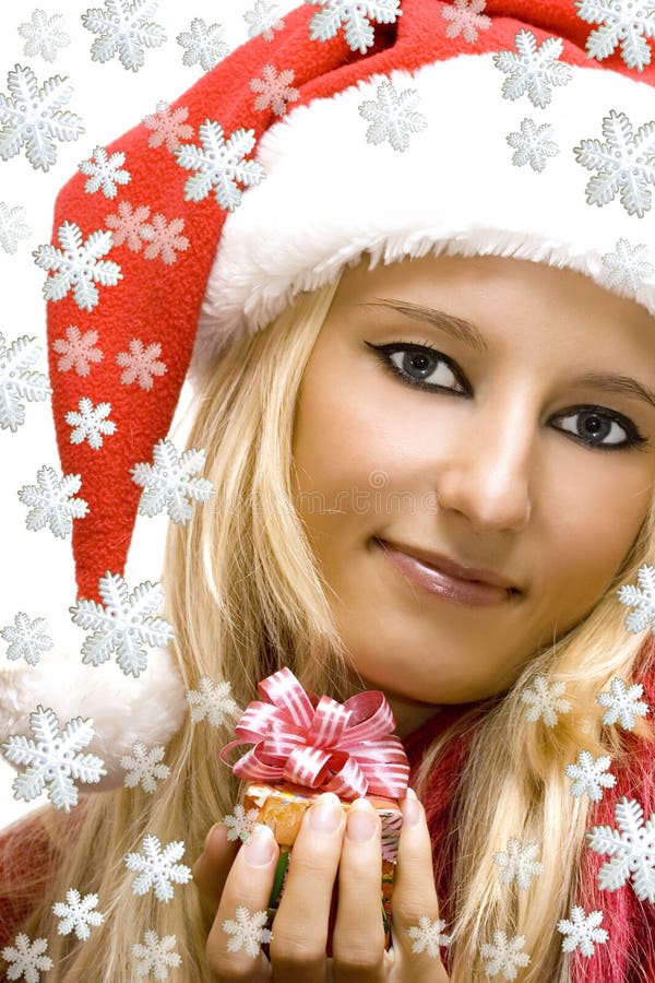 Girl wearing santa claus hat