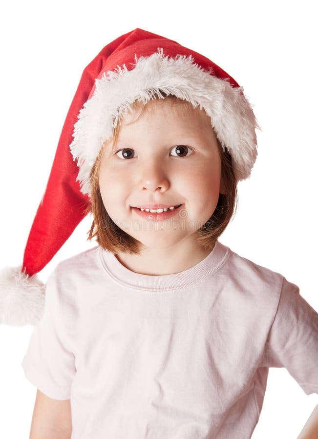 Girl wearing Santa hat stock photo. Image of small, december - 79947082