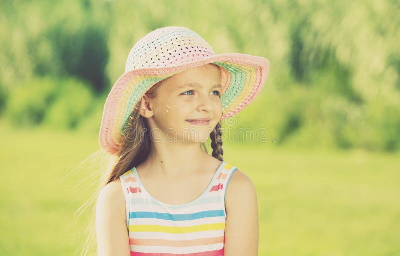 Girl wearing sun hat stock image. Image of caucasian - 87306785