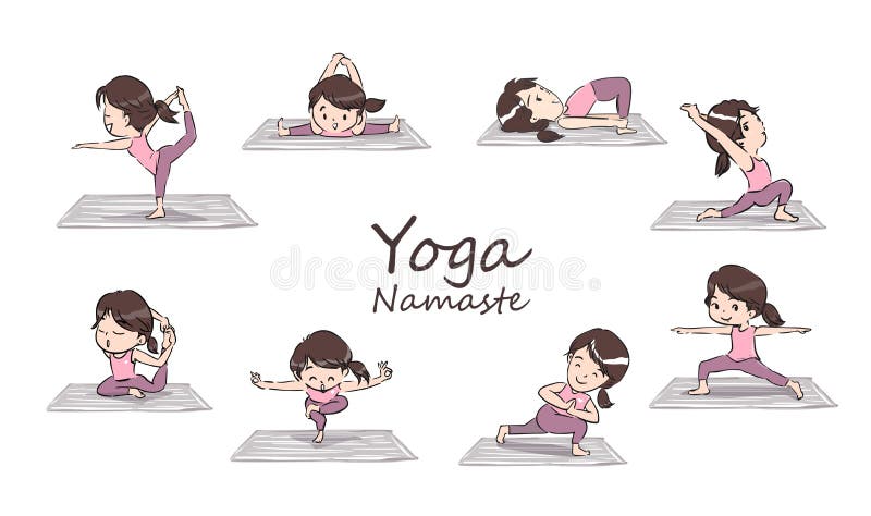 Cute cartoon yoga girl Royalty Free Vector Image