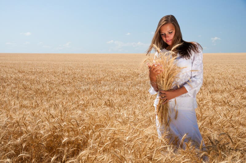 Girl on wheat field stock image. Image of life, person - 25665109