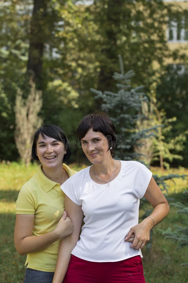 Two sisters in the park. Two sisters in the park