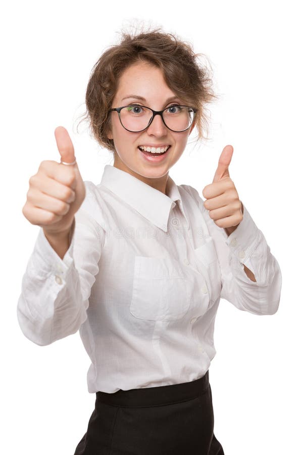 Girl in a white blouse stands on a white background, gestures, emotions on her face royalty free stock image Girl in a white blouse stands on a white background, gestures, emotions on her face royalty free stock image