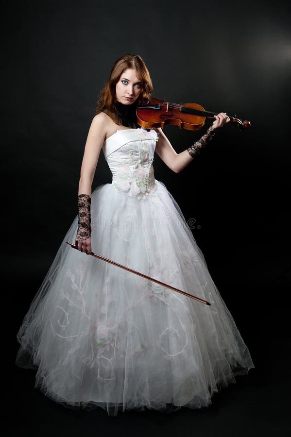 Girl In White Dress With Violin Stock Image Image 17867113