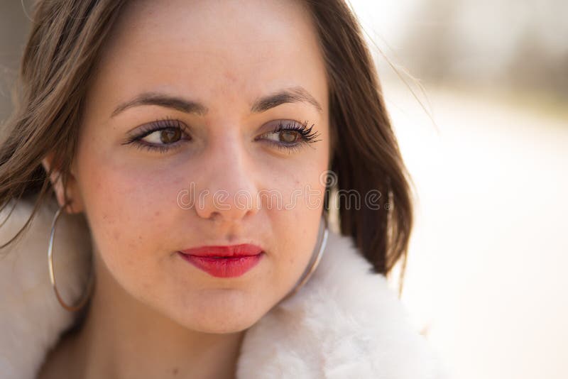 Girl in white fur coat stock photo. Image of talented 51778408