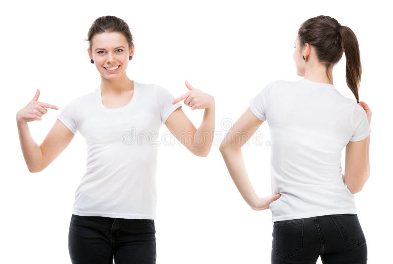Girl in a white T-shirt stock photos Girl in a white T-shirt stock photos