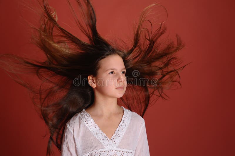 Girl in the Wind Flying Hair Stock Photo Image of caucasian, color