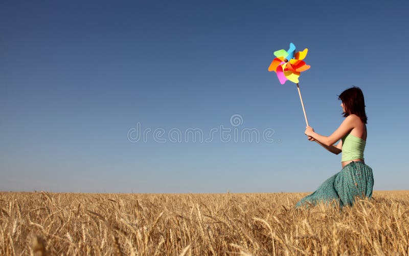 Girl with wind turbine