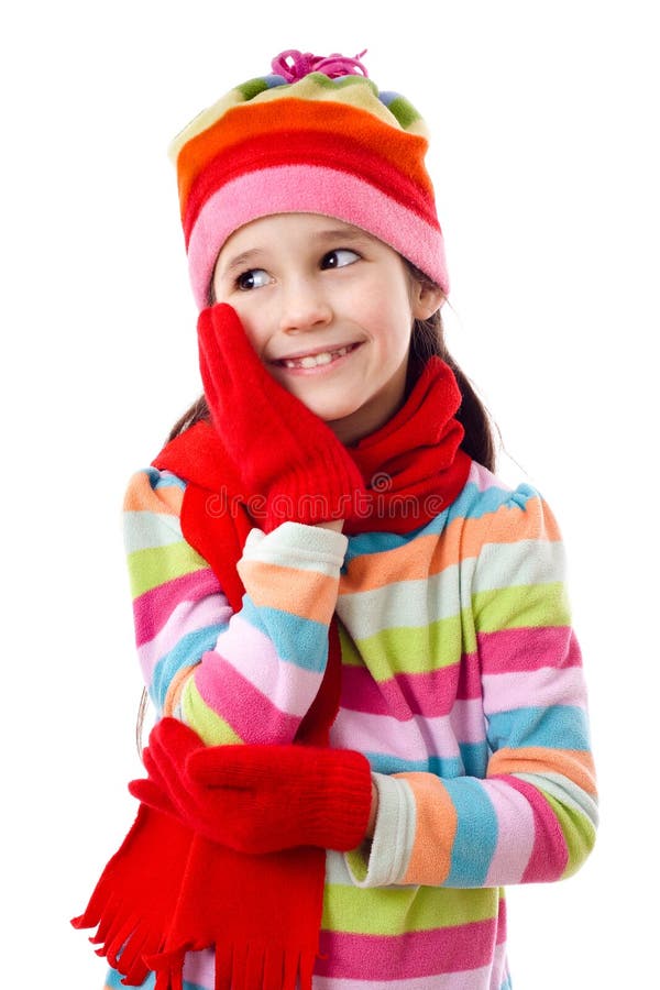 Girl in winter clothes stock image. Image of happy, pensive - 23414569