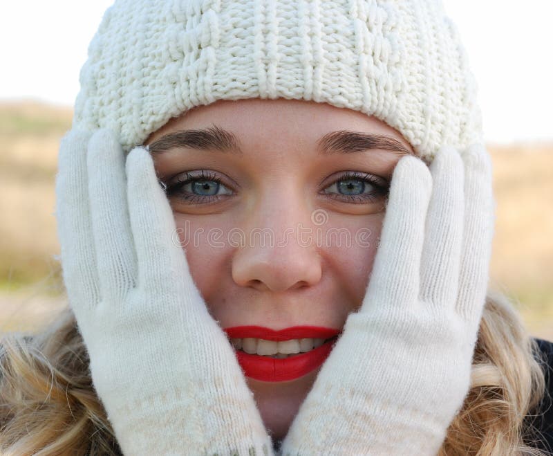 The girl in winter gloves stock photo. Image of cold, cool 7069702