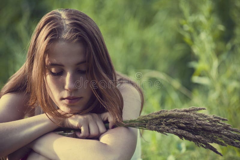 The girl in the woods stock photo. Image of happiness 85409294