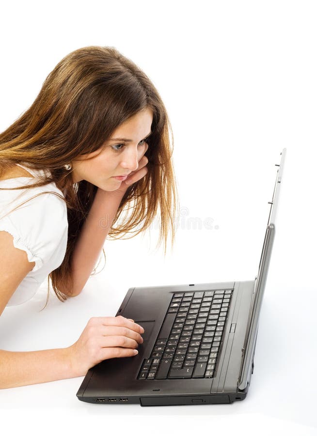 Girl working with laptop