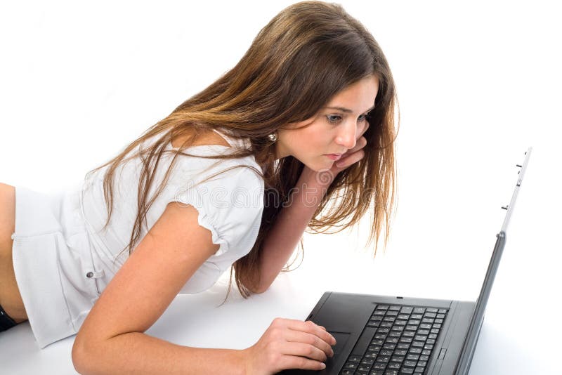 Girl working with laptop