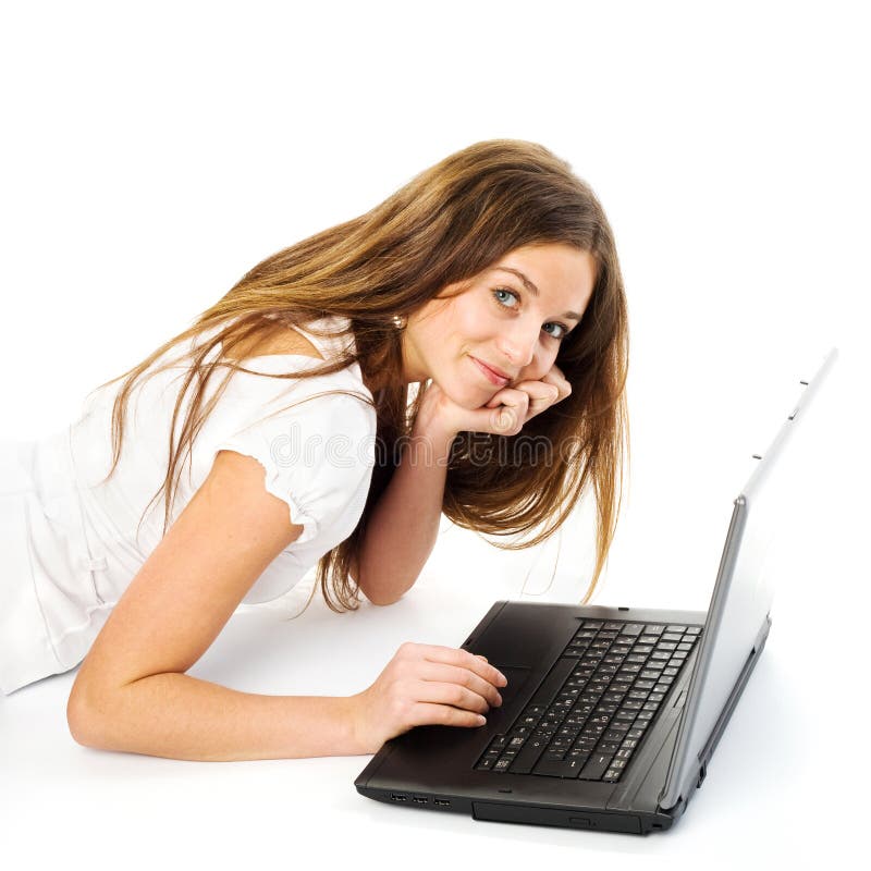 Girl working with laptop