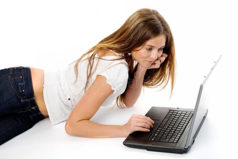 Girl working with laptop