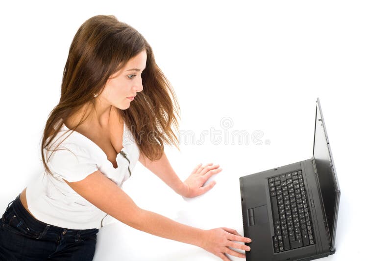 Girl working with laptop