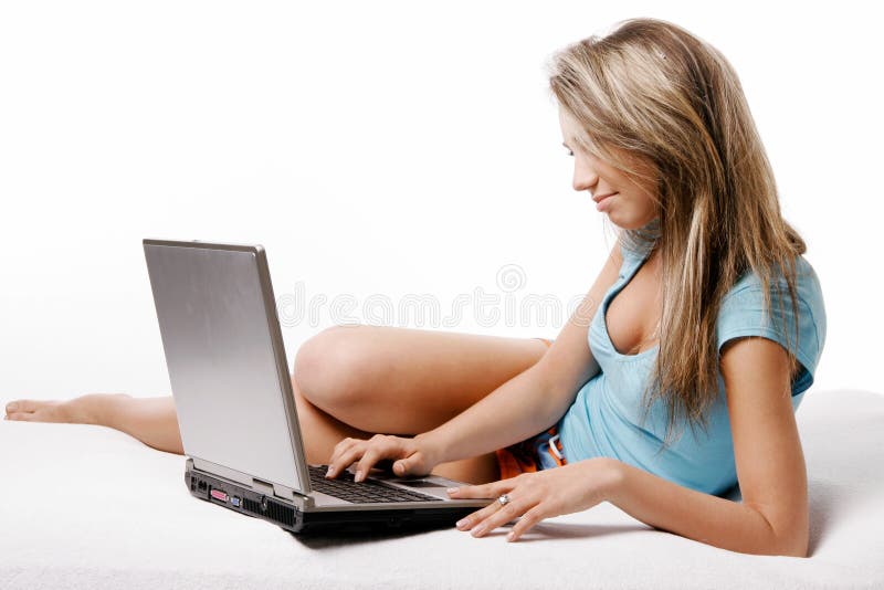 Girl working with laptop