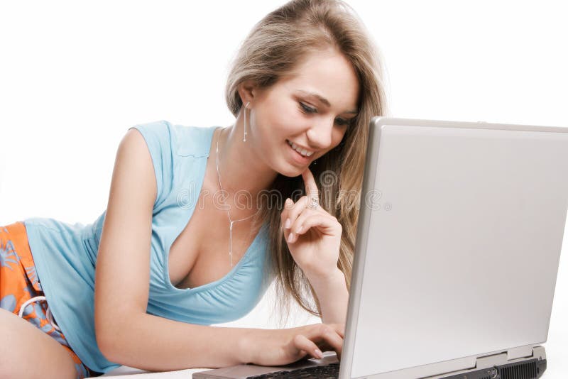 Girl working with laptop