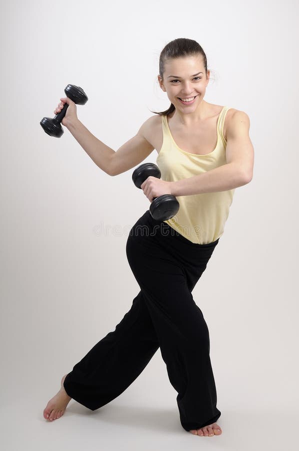 Girl working out her body