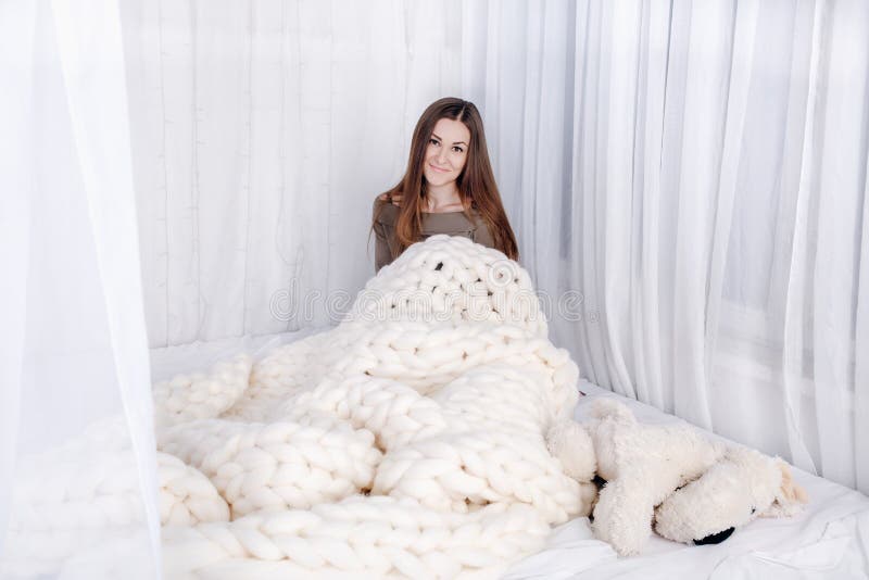 Girl wrapped in blankets stock image. Image of concept 81717121