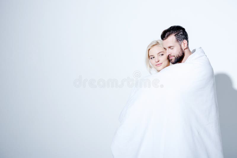 Girlfriend and Boyfriend Covered in Blanket Stock Image Image of