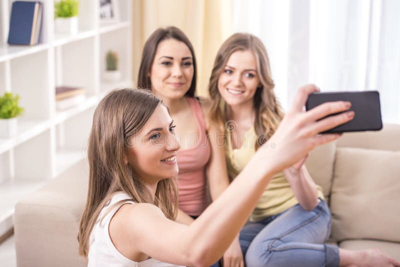 Girlfriends at home stock photo. Image of happy, adult - 52362222