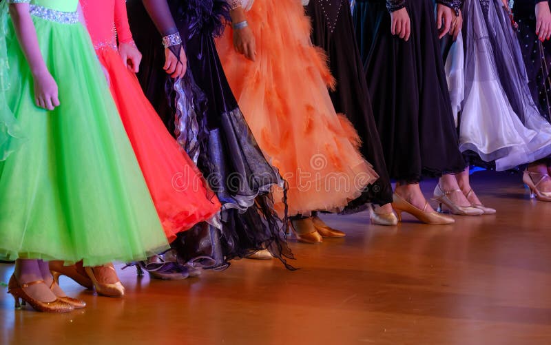 Girls in Ball Gowns at Dance Competition Stock Photo - Image of ...