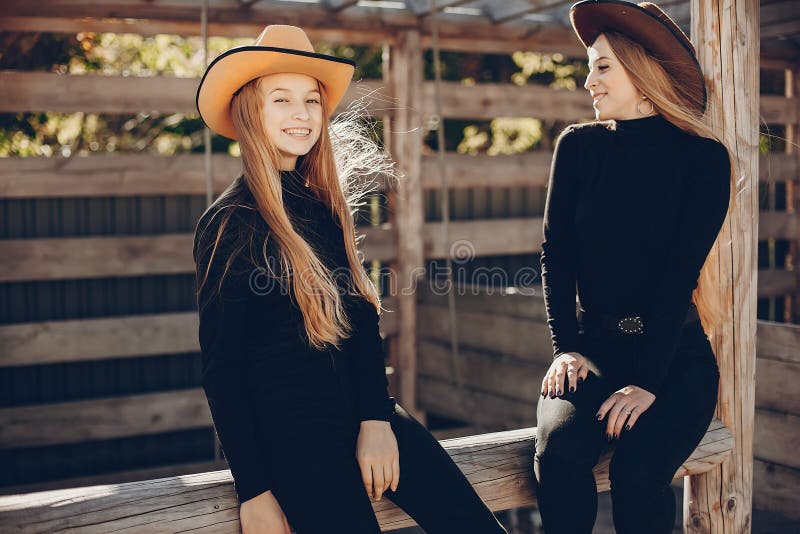 Girls in a Cowboys Hat on a Ranch Stock Photo - Image of people, blond ...