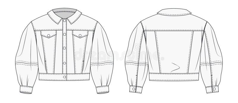 Technical Sketch Denim Jacket Stock Illustrations – 410 Technical ...