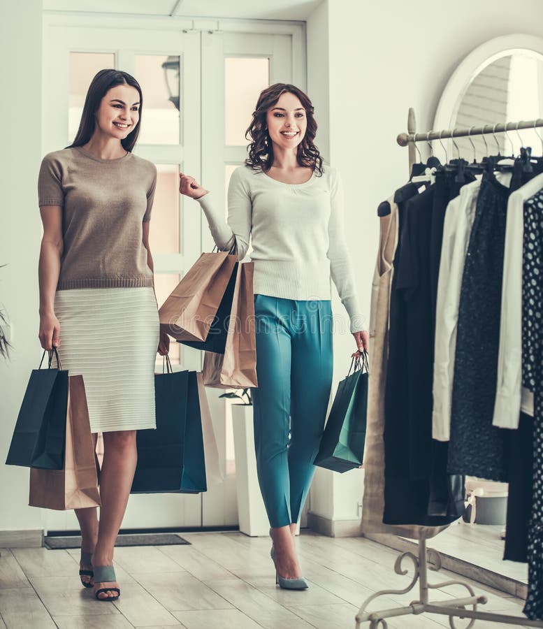 Girls doing shopping stock image. Image of beauty, consumerism - 97081789